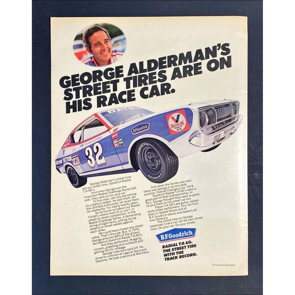 BF Goodrich Radial T/A 60 "George Alderman's Street Tires" Vintage Print Ad 1975 - Picture 3 of 3